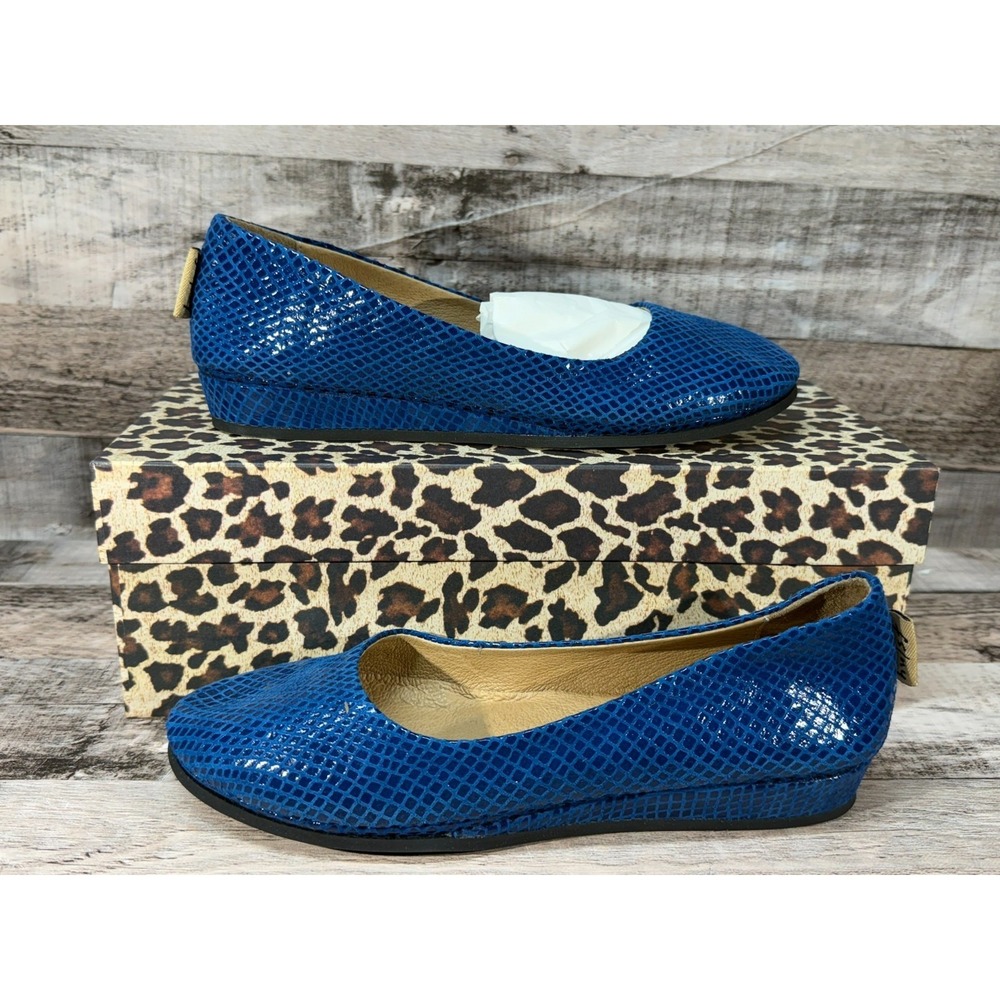 FS/NY Women Zeppa Flat Shoes Snake Skin Dresden‎ Bue Made in Italy 5.5